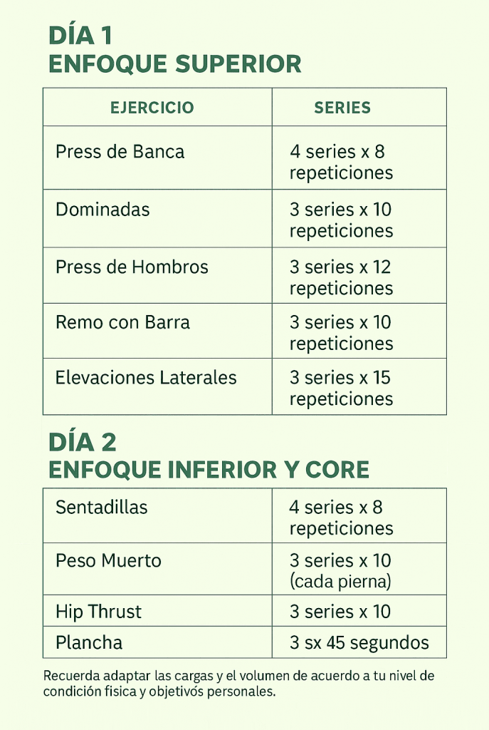 pdf rutina full body 2 días